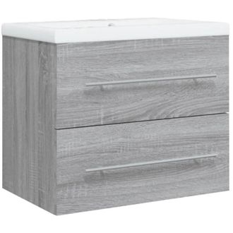 vidaXL Sink Cabinet with Built-in Basin Grey Sonoma Engineered Wood vidaXL