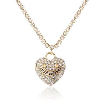 Juicy Couture Pavé Heart Cyrstal Chain Pendant Necklace in Gold, Crystal at Nordstrom