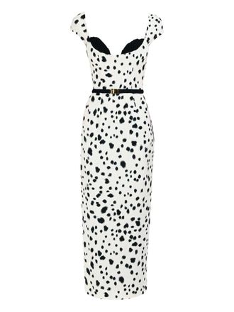 Rowen Rose dalmatian-pattern bra-detail belt dress - women - Elastane/Viscose - 36 - White