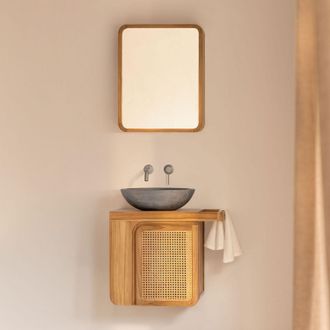 Sklum Conjunto De Mueble De Ba&ntilde;o Suspendido 60x40 Cm En Madera De Teca Georgy Sklum