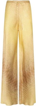 Roberto Cavalli Wide Trousers, female, Yellow, Size: S Wide-Leg Silk Pants