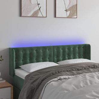 vidaXL Cabecero Con Led De Terciopelo Verde Oscuro 147x16x78/88 Cm Vidaxl