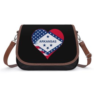 Generic U.S.A. State of Arkansas Flag Heart Womens Crossbody Bag Fashion Shoulder Handbags Message Tote Bag with Adjustable Strap