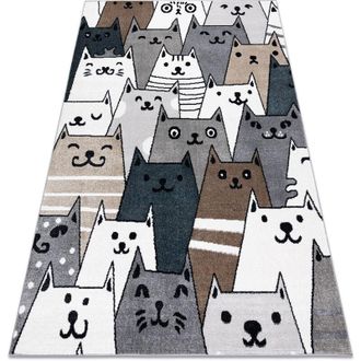 RugsX Rugsx - Alfombra Fun Gatti Para Ni&ntilde;os, Gatos Animales Vistoso Multi Grey 160x220 Cm