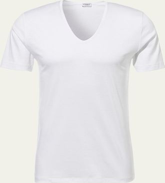 Zimmerli Mens Sea Island V-Neck Cotton T-Shirt