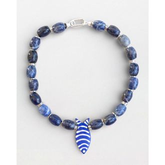 By Lilla Poseidon Beaded Necklace in Navy at Nordstrom, Size 16