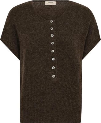 Mos Mosh Ronde hals gebreide kleding - Dames - Ronde hals truien - Bruin - XL - Truien & Vesten