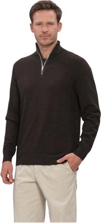Profuomo Truien & Vesten, Heren, Bruin, L, Wol, Heren Truien & Vesten Pullover Half Zip New Wool Blend
