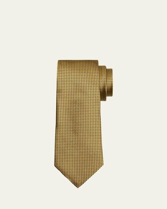 Ermenegildo Zegna Mens Micro-Geometric Jacquard Silk Tie