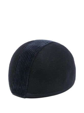Giorgio Armani 1990s ribbed-detail hat - women - Wool/Silk Velvet - 60 - Blue