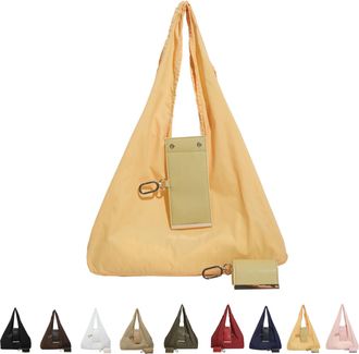 Generic Keychain Foldable Tote Bag, Expandable Reusable Shopping Handbag, Multi-Functional Compact Pocket Bag Large Capacity (1, Yellow)