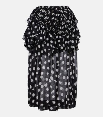 Dries Van Noten Falda midi con lunares y volantes