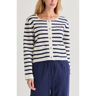 Crescent Striped Jacquard Knit Cardigan in Ivory/navy at Nordstrom, Size X-Small