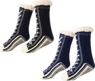 Generic Ultra-Thick Cute Slipper Home Socks, Cashmere Slipper Socks for Women, Soft Fuzzy Non Slip Warm Sleeping Slippers Sock (2PCS C, UK, Adult, Women, One 