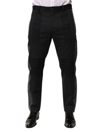 Dolce & Gabbana Black Gray Cotton Dress Formal Trouser Mens Pants