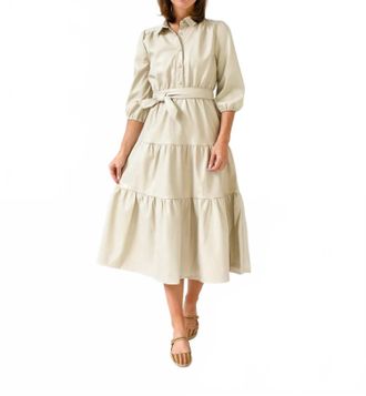 Fate A Leather Love Affair Midi Dress In Ecru