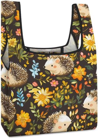 Generic Hedgehogs Shopping Bag Reusable Grocery Tote Bag Foldable Handbag for Travel Picnic