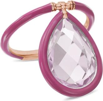 NSR Nina Runsdorf large rose quartz flip ring - women - 18kt Rose Gold - One Size - Pink