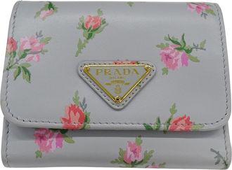 Prada Gray Leather Wallet (Tri-Fold) (Pre-Owned)