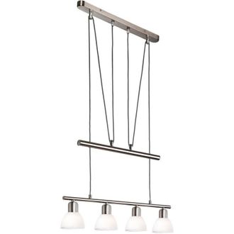 Globo Lighting Globo Mattes Lámpara colgante de techo de barra, níquel mate, 4 bombillas E14, 3000 K