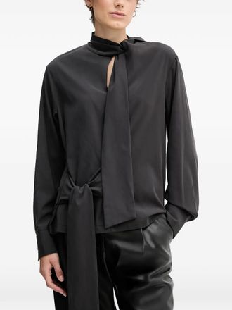 Sandro Ferrone tie-neck blouse - women - Modal/Polyester/Elastane - S - Black