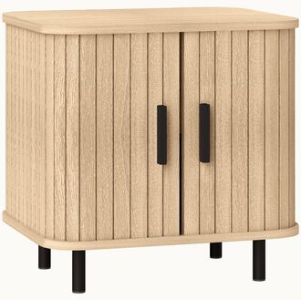 HOMCOM Nightstand With Sliding Doors And Metal Legs For Bedroom Oak Tone | TJ Hughes