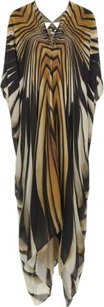 Roberto Cavalli Abito midi a righe - Oro