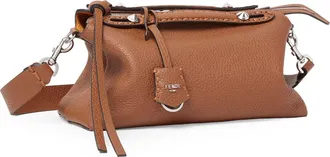 Fendi Womens Handbag By The Way Selleria Reversible Tan Brown Calf Leather Handbags Hand Bags
