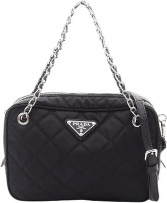 Prada Pre-owned Quilted Tessuto Nylon Camera Bag - Dames - Vintage Schoudertas - Zwart - ONE Size - Nylon - Vintage