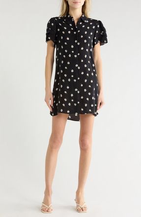 Alice & Olivia Jen Short Sleeve Shirt Dress in Tossed Daisy Black at Nordstrom Rack, Size X-Small