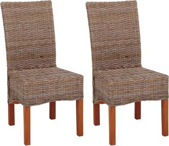 Hhg Hhg - Nunca Usado] Lote De 2 Sillas De Comedor Silla De Mimbre Silla M44, Rat&aacute;n Kubu, Sin Coj&iacute;n De Asiento