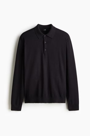 H&M Feinstrick-Poloshirt in Regular Fit - Blue