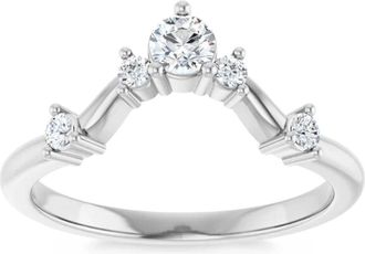 Pompeii3 1/2Ct Diamond V Shape Contour Wedding Guard Ring Lab Grown 14k Gold