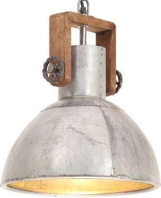 vidaXL L&aacute;mpara Colgante Industrial 25 W Plateada Redonda 30 Cm E27 Vidaxl