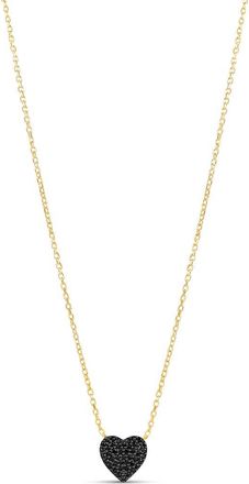 SHYMI Mini Pav&eacute; Heart Pendant Necklace in Gold/Black at Nordstrom
