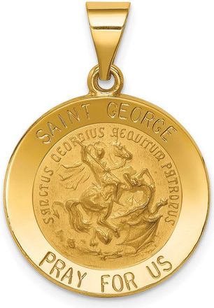 Diamond2Deal 14k Yellow Gold Polished and Satin St George Medal Hollow Pendant