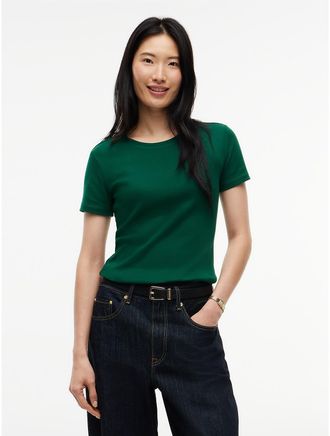 Tommy Hilfiger Womens Crewneck Favorite T-Shirt - Darkened Emerald - XXL