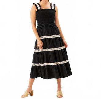 Karen Kane Sleeveless Tiered Midi Dress In Black With Natural