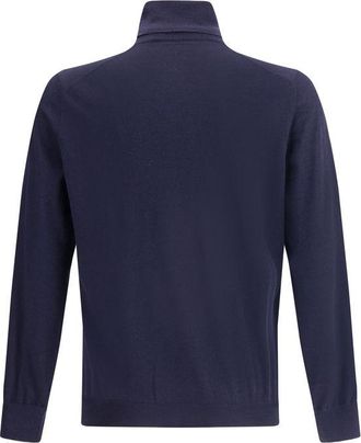 Brunello Cucinelli Mens Blue Wool Oves Aries Turtleneck Clothing
