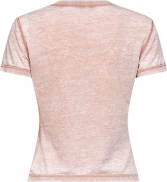 Diesel Womens T-Shirt T-Ila-Aa1 Pink Rhinestone Polyester T-Shirts & Jerseys