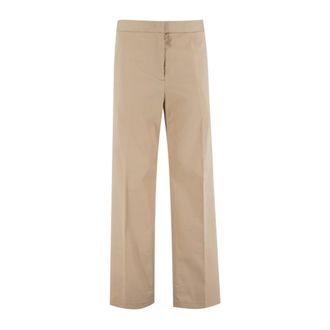 Fabiana Filippi Broeken, Dames, Beige, S, Katoen, High Waisted Katoenen Gabardine Broek