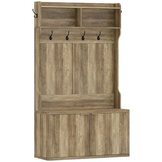 HOMCOM Perchero zapatero 100x38x172 cm roble
