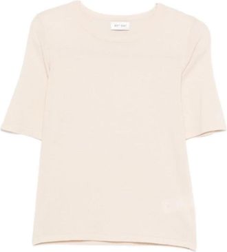 Soft Goat Trui van kasjmierblend met ellebooglengte mouwen - Dames - Ronde hals truien - Beige - M - Kasjmier - Truien & Vesten