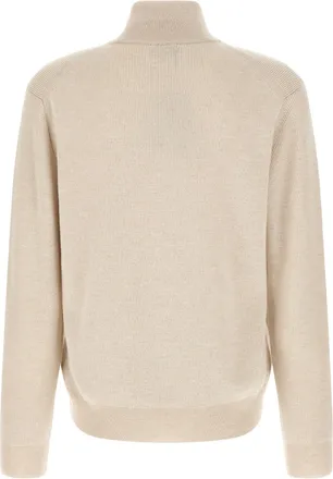 Brioni Cashmere-Blend Half-Zip Sweater - Beige