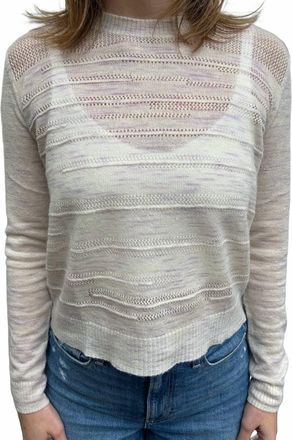 Autumn Cashmere Chloe Stitch Crew Long Sleeve Top In Wisteria Combo
