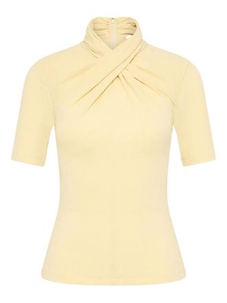 Rebecca Vallance twist-neck short-sleeved blouse - women - Polyester/Elastane - 8 - Neutrals