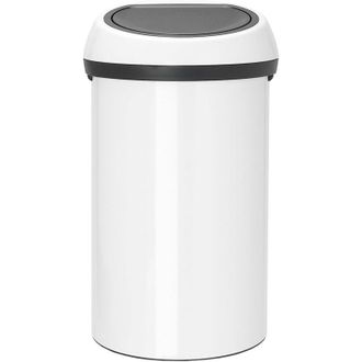 Brabantia Pattumiera, Stainless Steel, White/White Lid, 60L - Brabantia