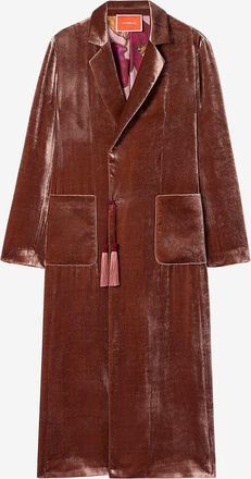 La DoubleJ Langer Mantel aus Samt mit Revers
