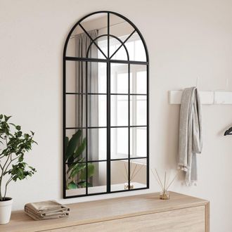 vidaXL Specchio Da Parete Nero 60x110 Cm Arco In Ferro