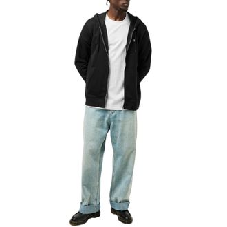 Original Penguin Herenhoodie van katoen met lange mouwen en doorlopende ritssluiting (Echt zwart)